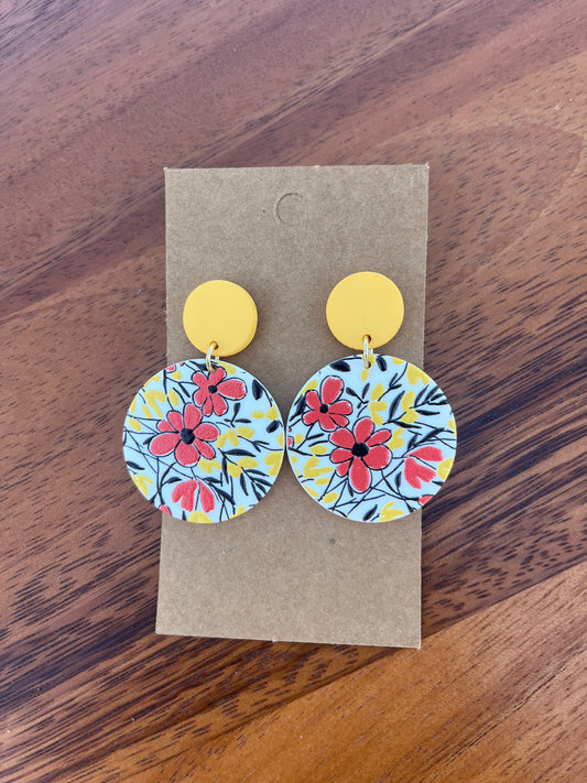 Wood printed dangle earrings